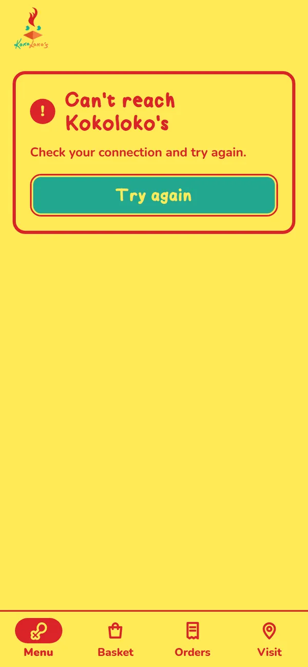 Can't reach Kokoloko's error with a Try again button