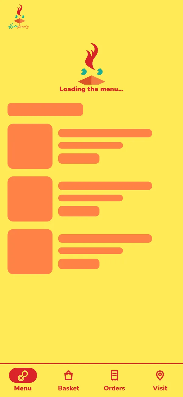 Loading skeleton for the menu