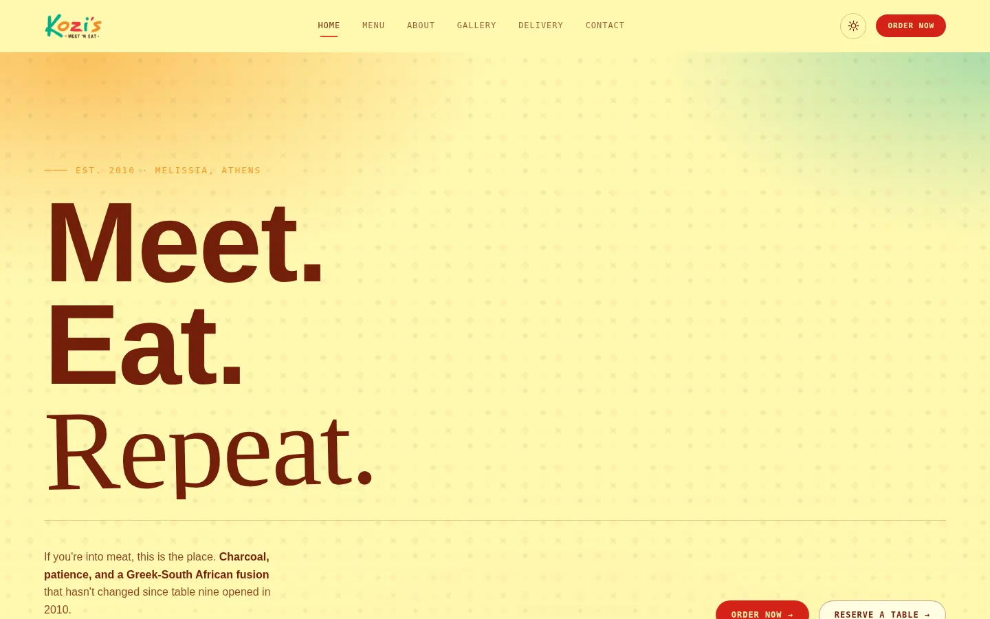 Kozi's website homepage, light theme
