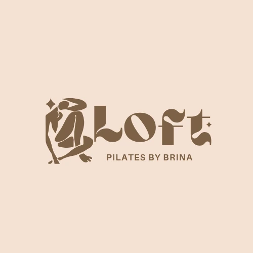 Loft Pilates exploration: figure illustration with a heavy Loft wordmark