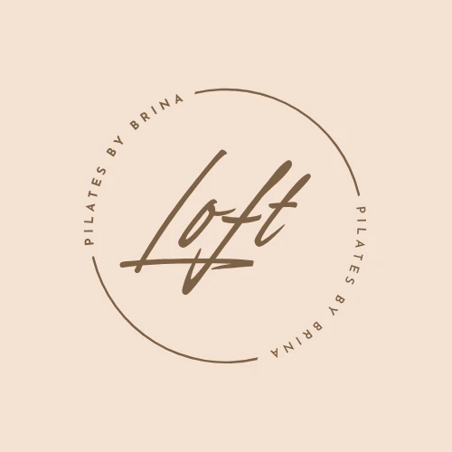 Loft Pilates exploration: script Loft inside a circular Pilates by Brina lettering